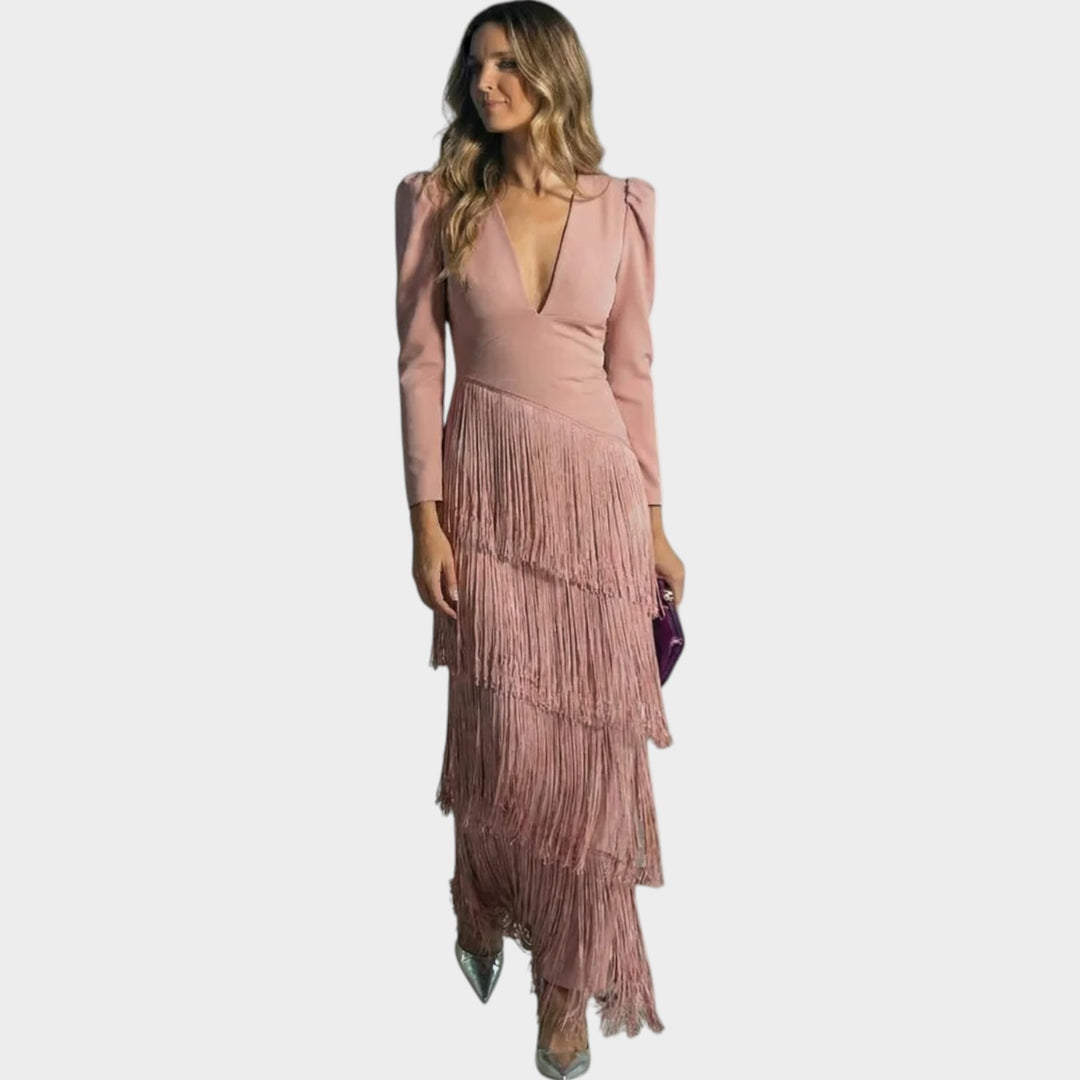 Elegant Fringe Evening Dress