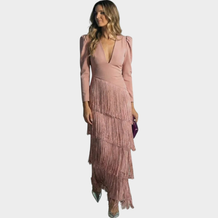 Elegant Fringe Evening Dress