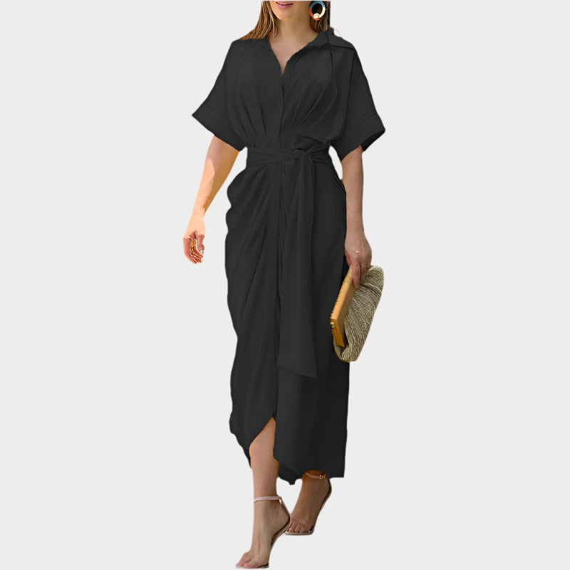 Dress with Puff Collar and Elegant Line