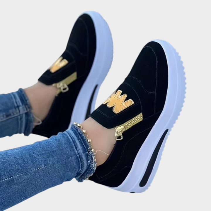 Zip-Detail Platform Slip-On Sneakers