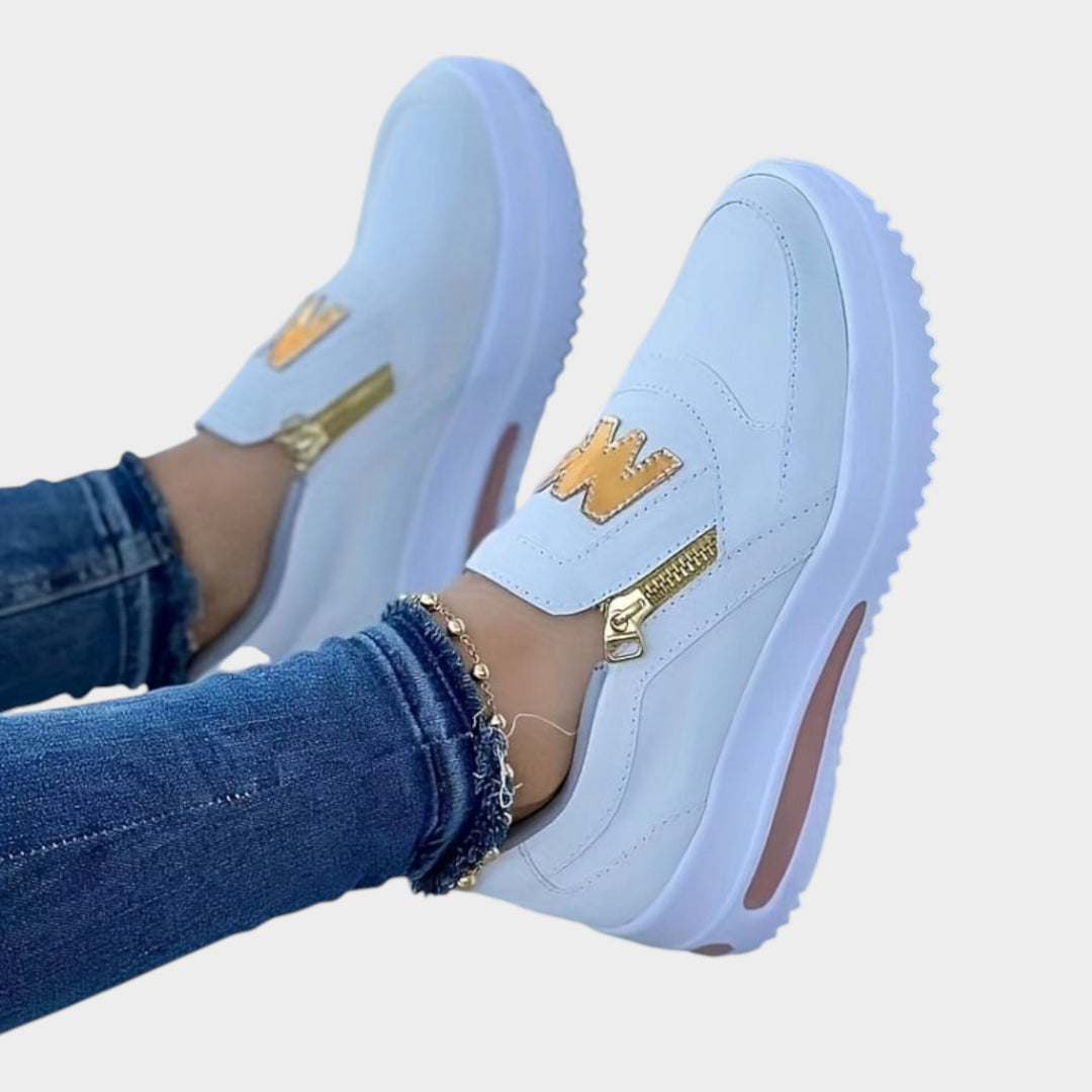 Zip-Detail Platform Slip-On Sneakers