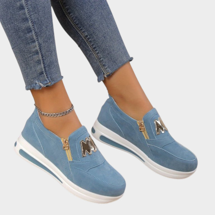 Zip-Detail Platform Slip-On Sneakers