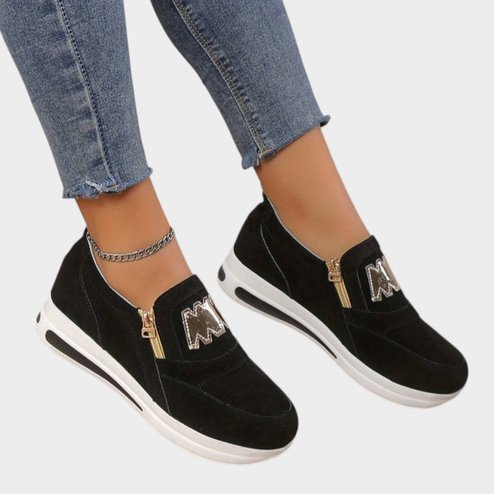 Zip-Detail Platform Slip-On Sneakers