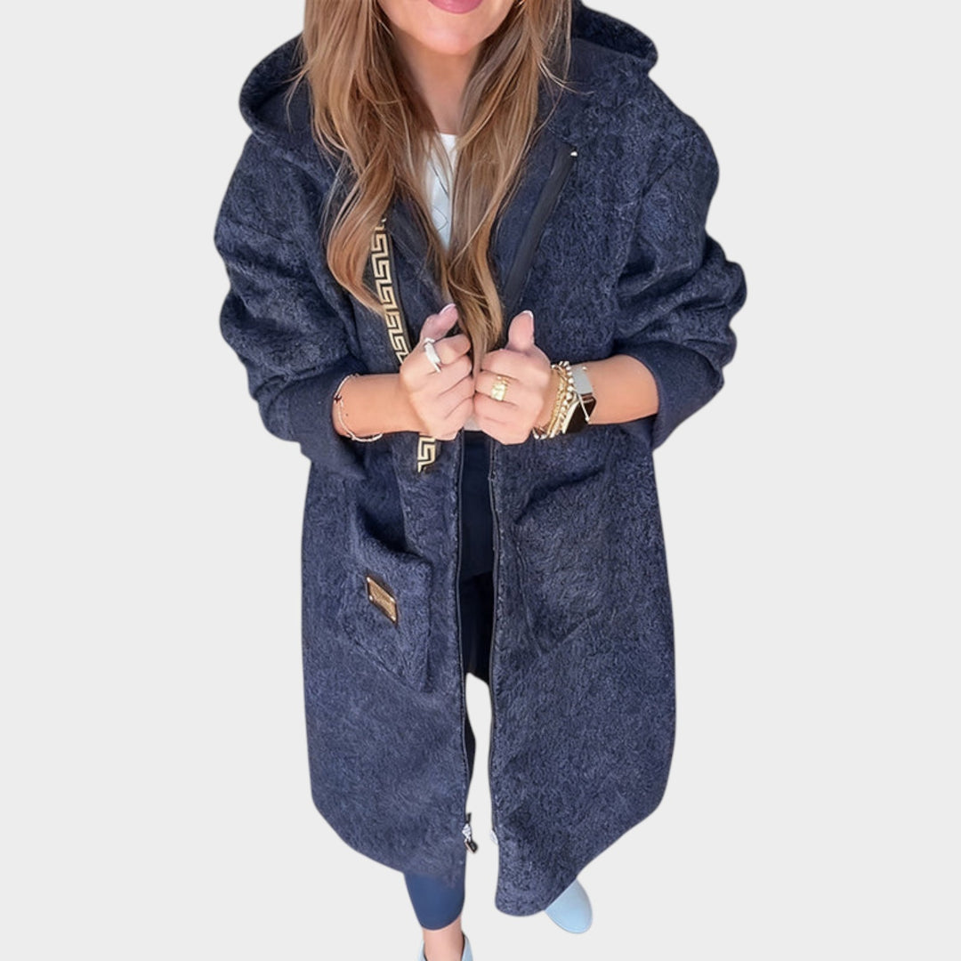 Plush Hooded Zip-Up Coat