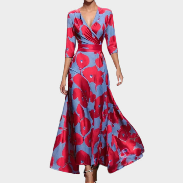 Midi Dress with High Waist and Relaxed Fit