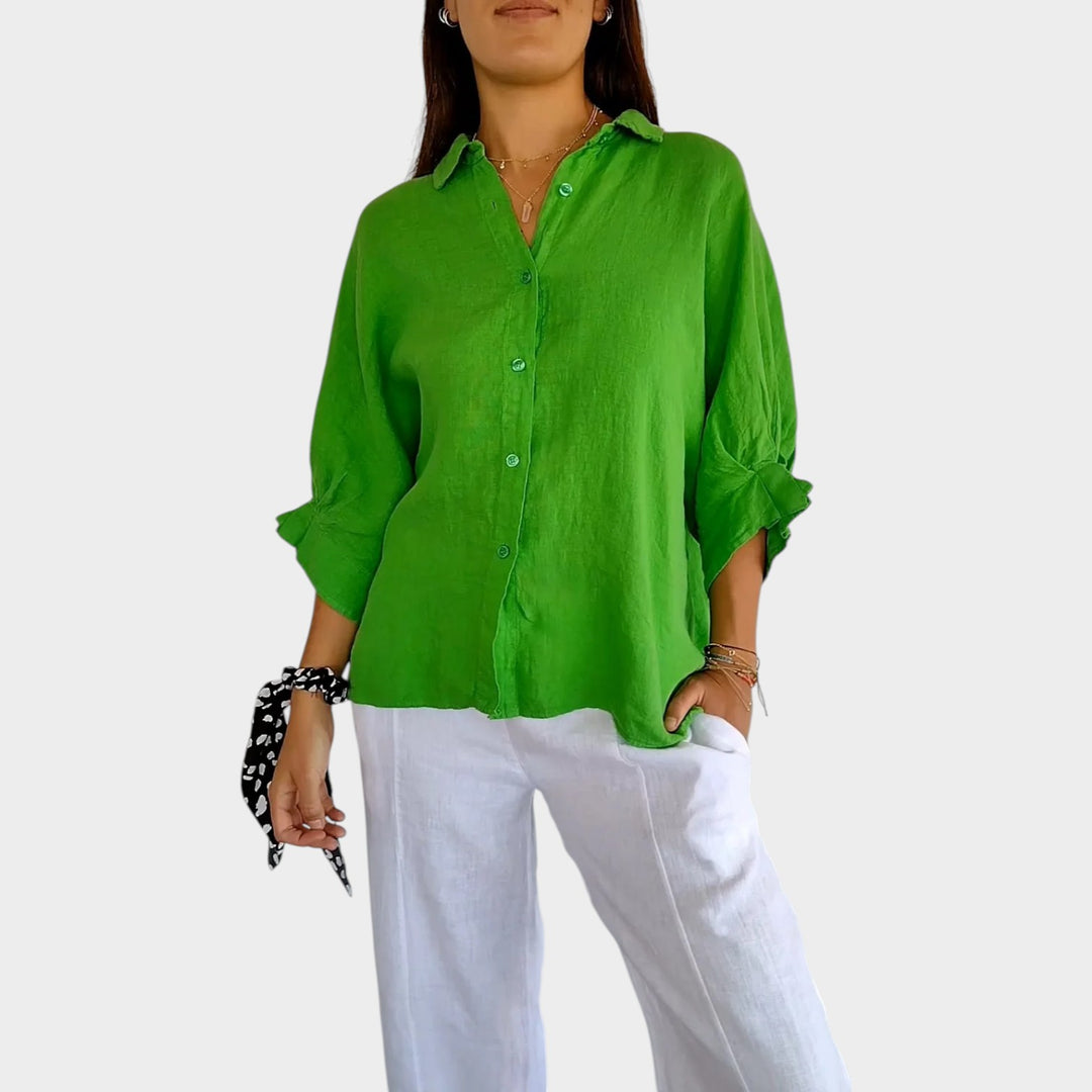 Classic Relaxed Button-Up Blouse