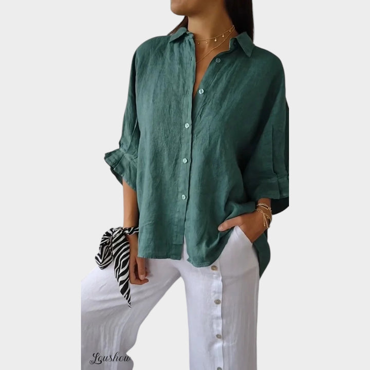 Classic Relaxed Button-Up Blouse