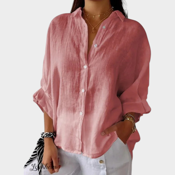 Classic Relaxed Button-Up Blouse