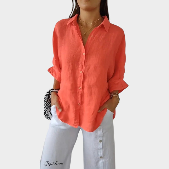 Classic Relaxed Button-Up Blouse
