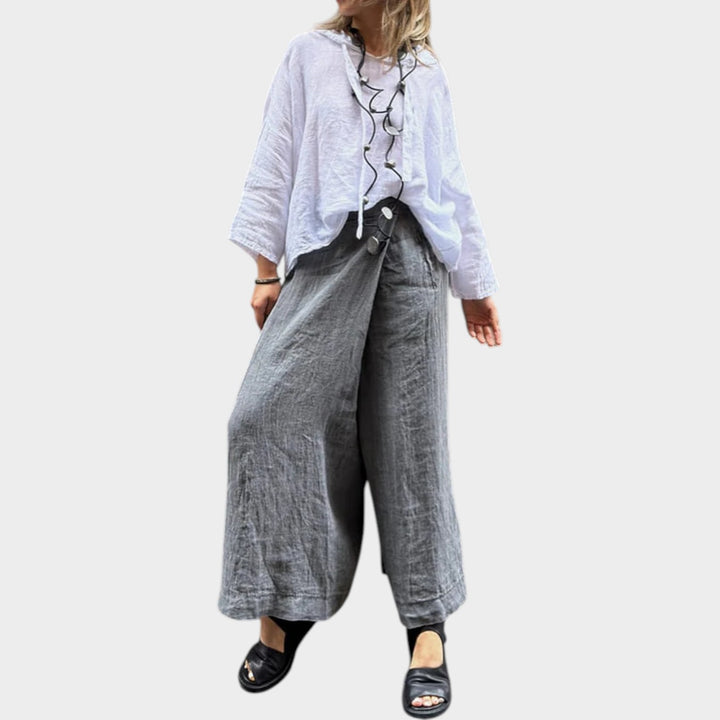 Relaxed Linen Wide-Leg Trousers