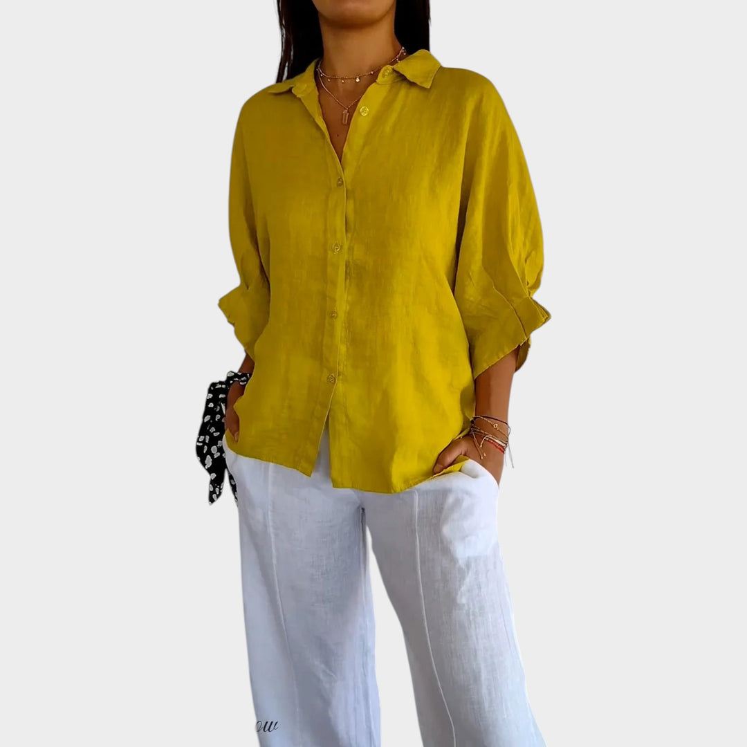 Classic Relaxed Button-Up Blouse