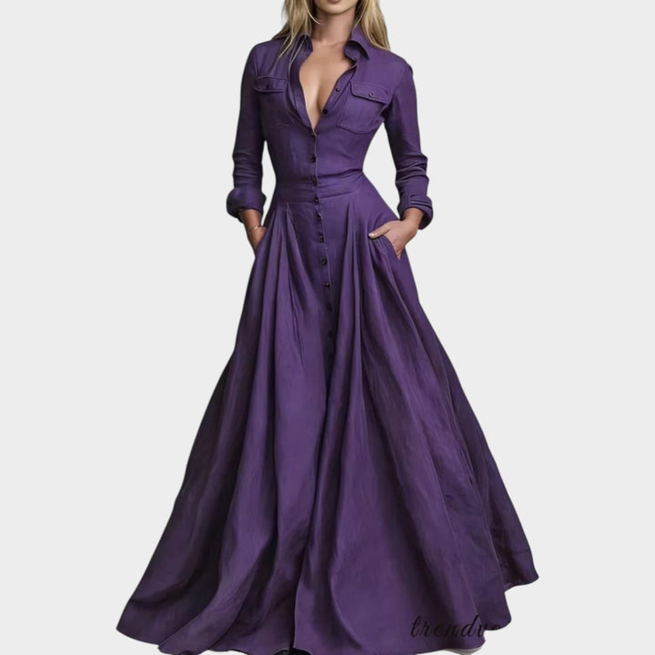 Tailored Collared Full-Length Gown