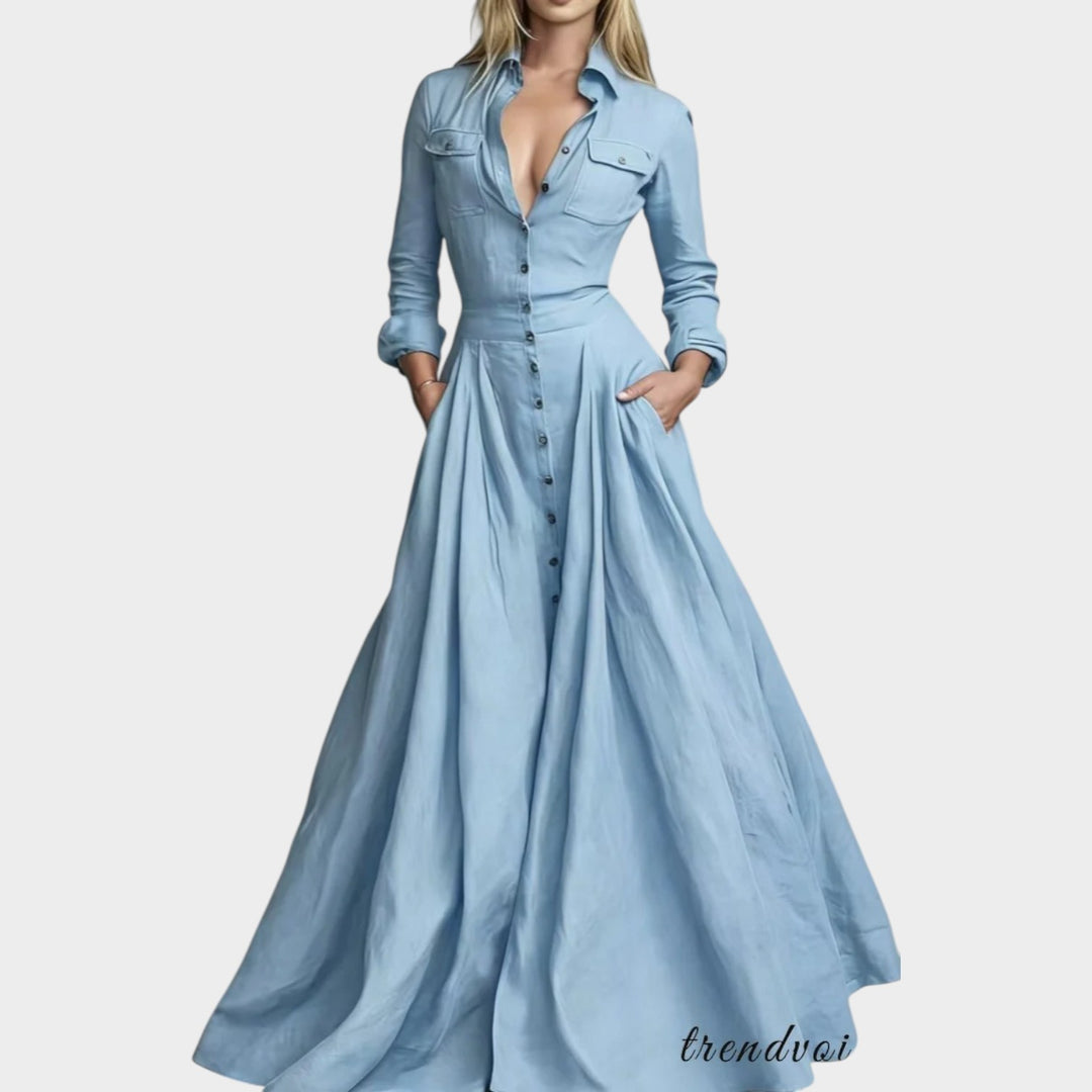 Tailored Collared Full-Length Gown